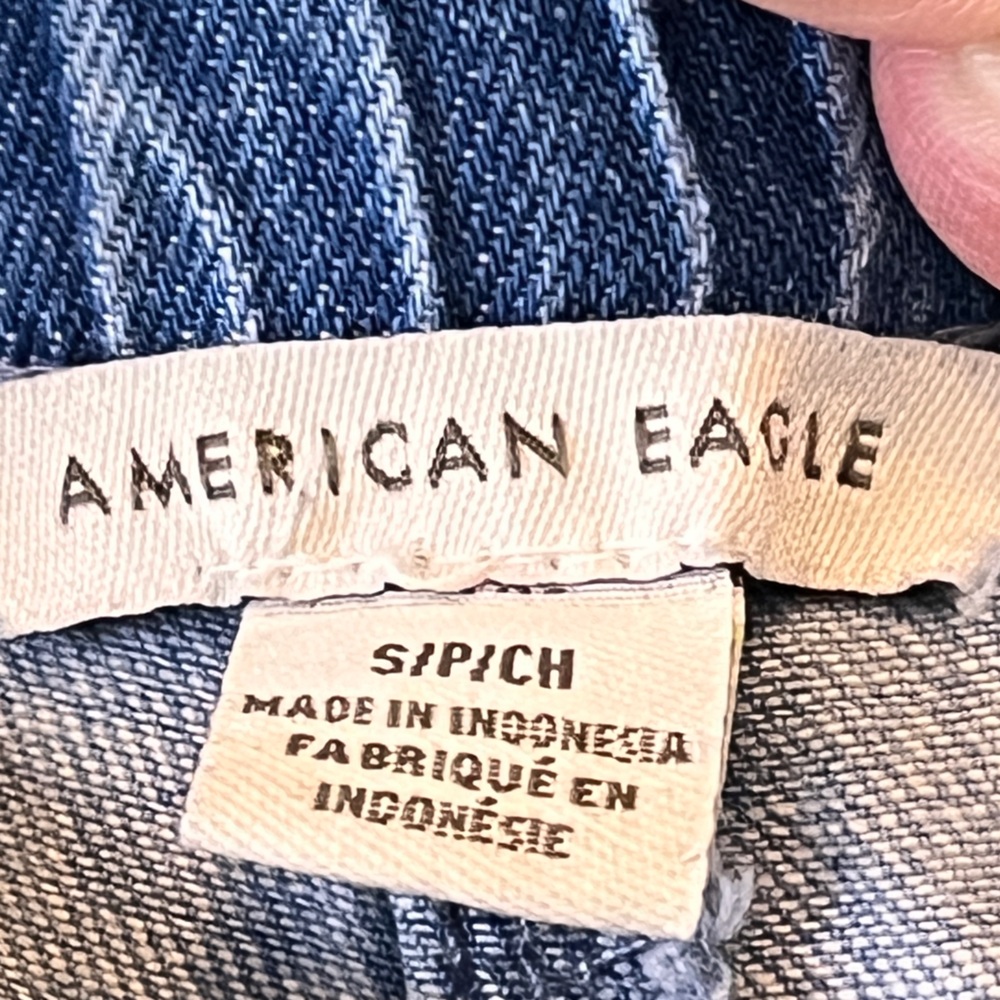 American Eagle Outfitters Blue Denim Romper Light Wash Ruffle Hem Sz S - Picture 8 of 10